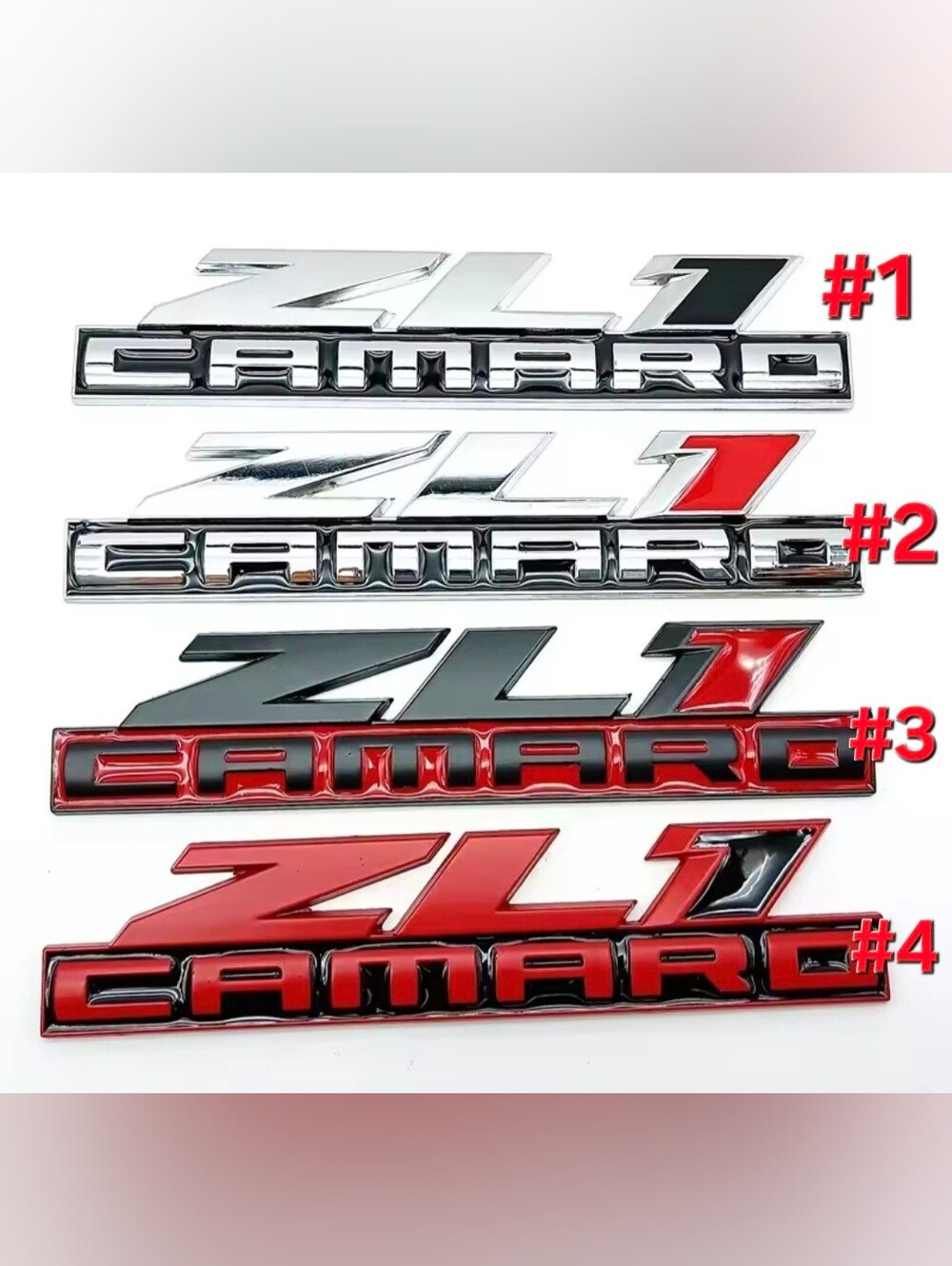 Chevrolet Camaro ZL1 Badge Emblem 4 Color Options